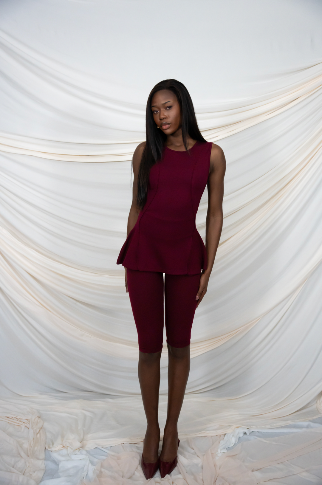 Burgundy Peplum Top