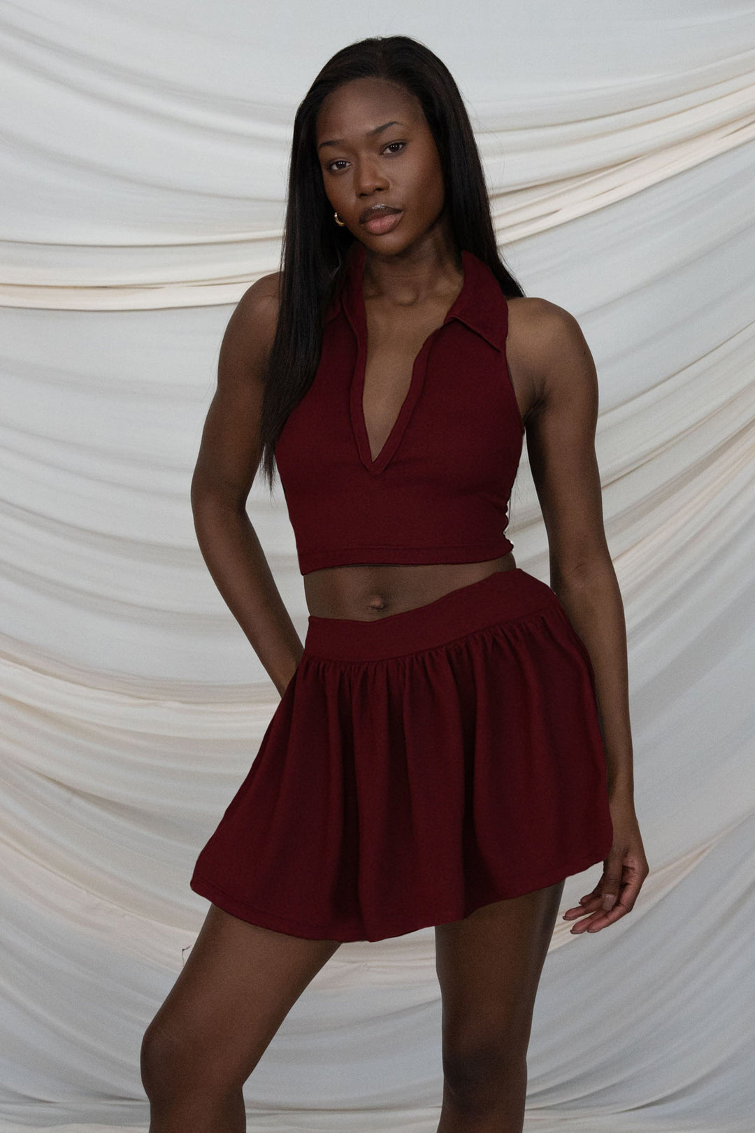 Burgundy Backless Top