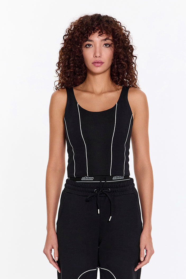 Black Cotton Corset Top