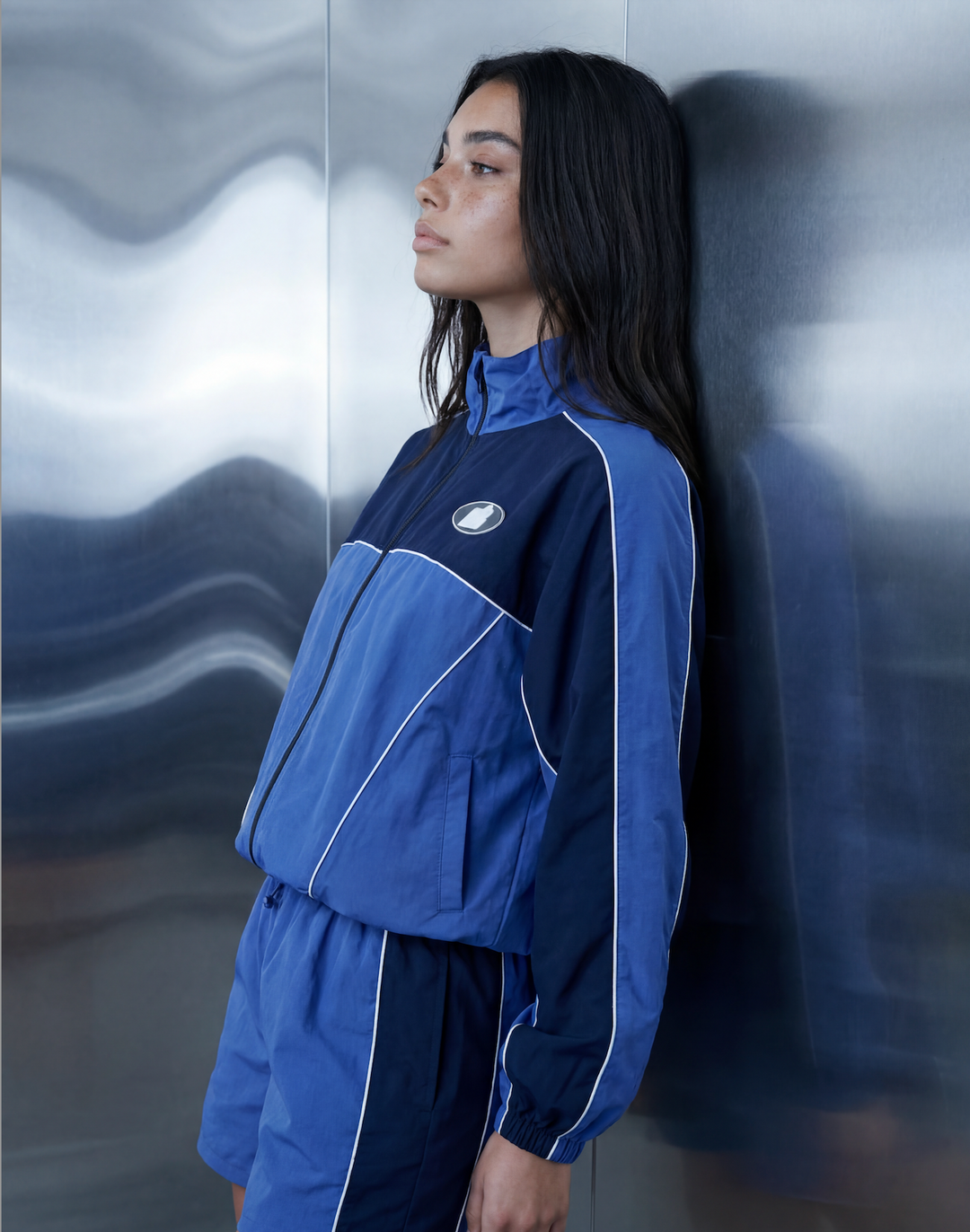 Navy Colorblock Windbreaker Vest