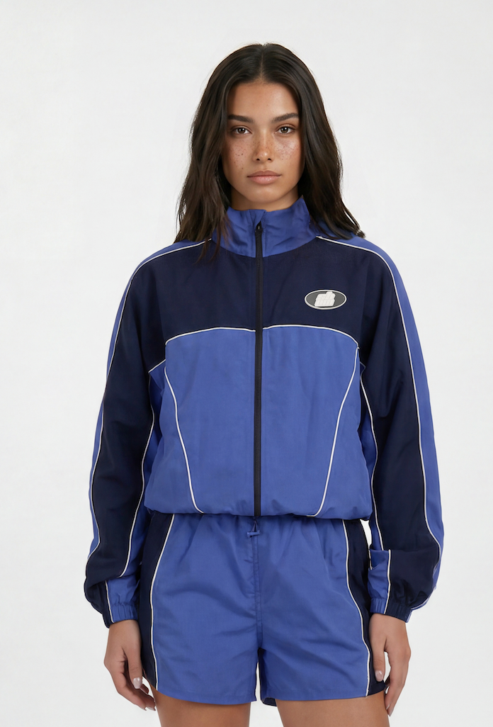 Navy Colorblock Windbreaker Vest