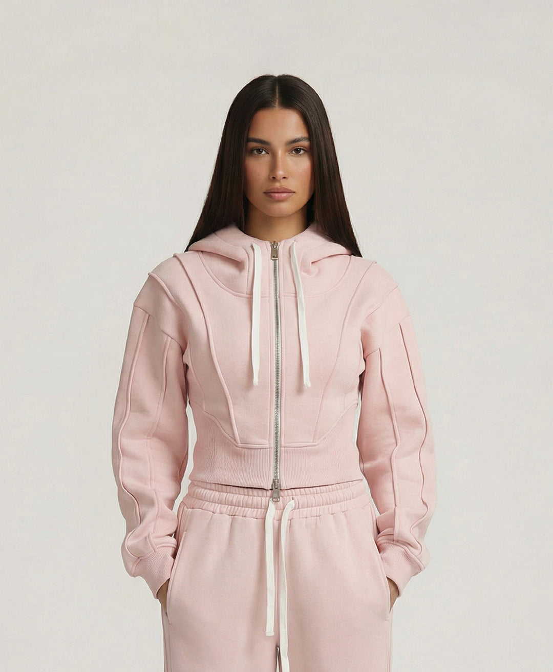 Baby Pink Zipped Hoodie