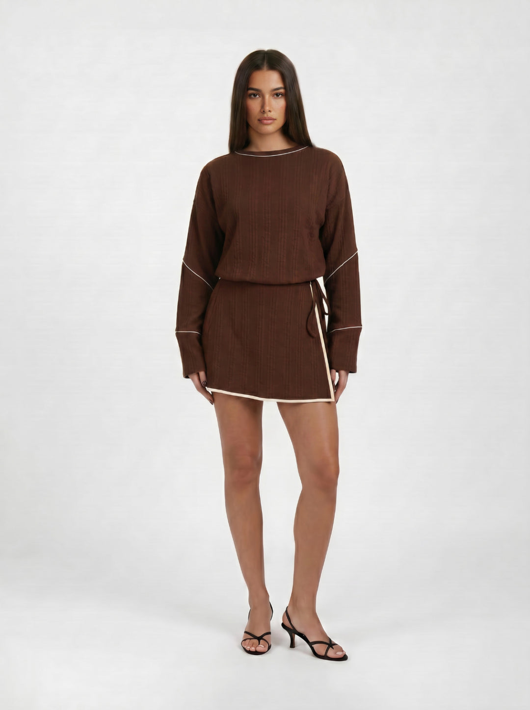 Brown Contrast Skort
