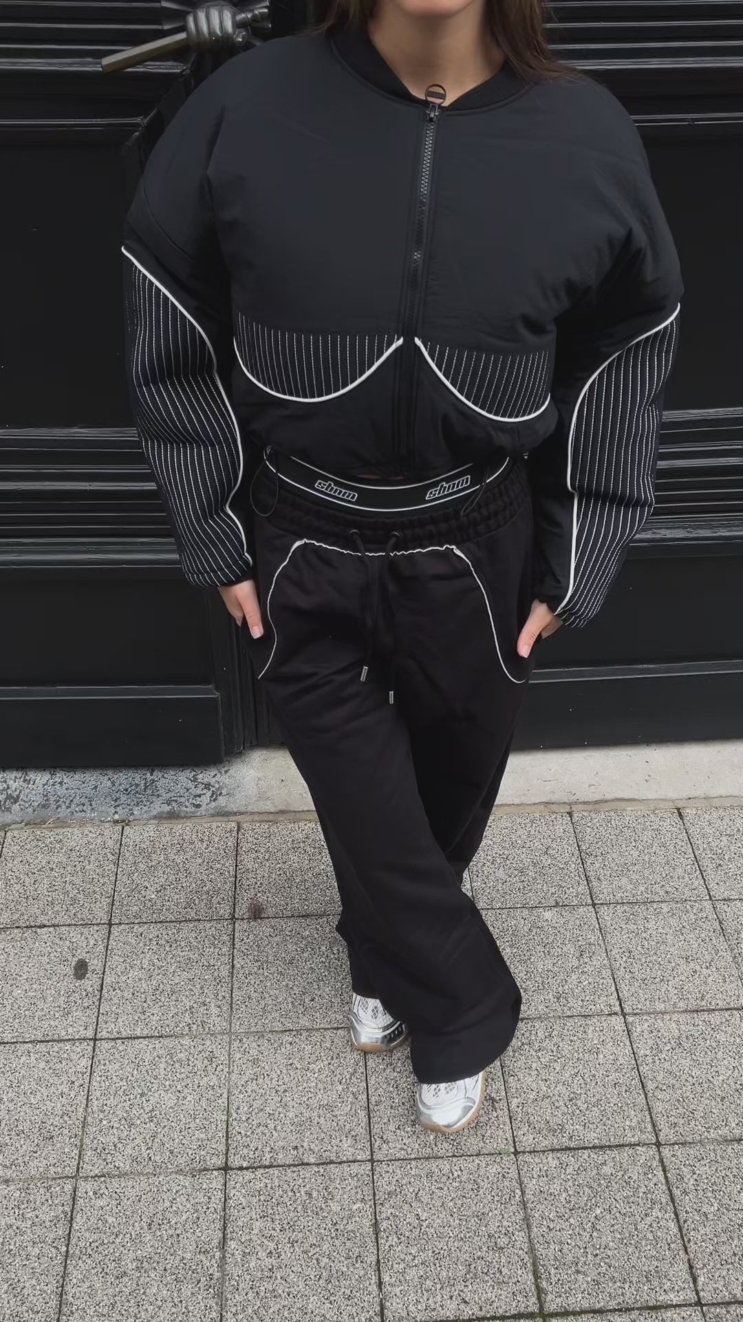 STRIPPED CROP PADDED COAT