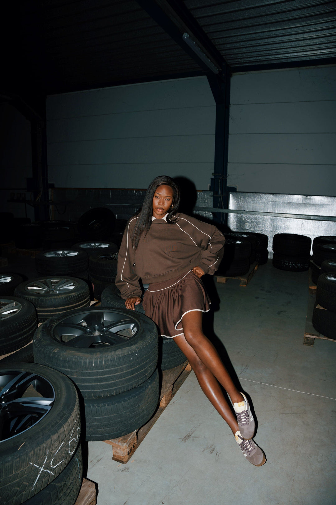 Brown Skirt With Shorts