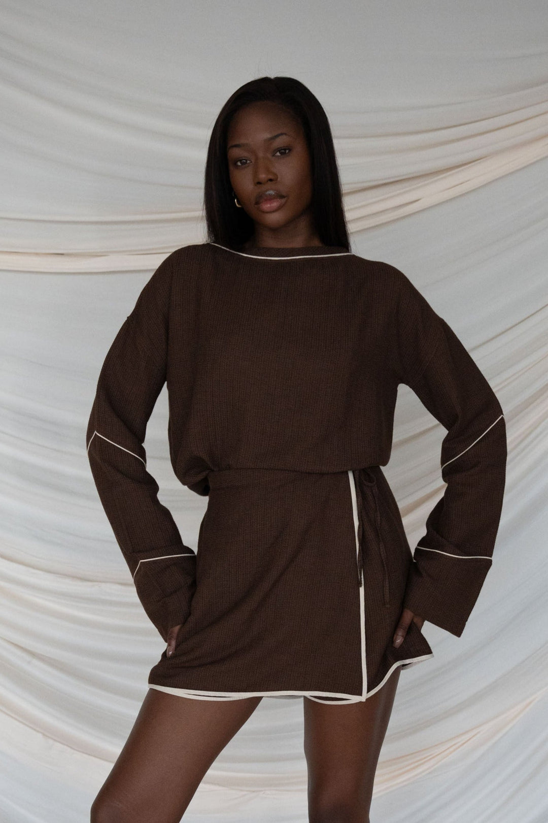 Brown Contrast Top