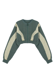 Kids Galactic Green 3D Jacquard Cropped Jacket