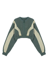 Kids Galactic Green 3D Jacquard Cropped Jacket