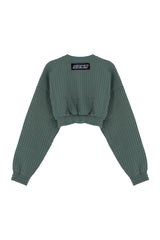 Kids Galactic Green 3D Jacquard Cropped Jacket