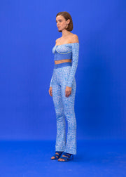 NAVY LOGOMANIA CROP TOP