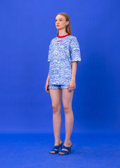 SEASTA BLUE  COTTON BLEND T-SHIRT