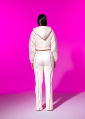 MOONSTONE BEIGE ZIP-UP CROPPED HOODIE