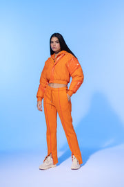 GLOSSY Y2K ORANGE PUFFER COAT