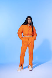 GLOSSY Y2K ORANGE PUFFER COAT