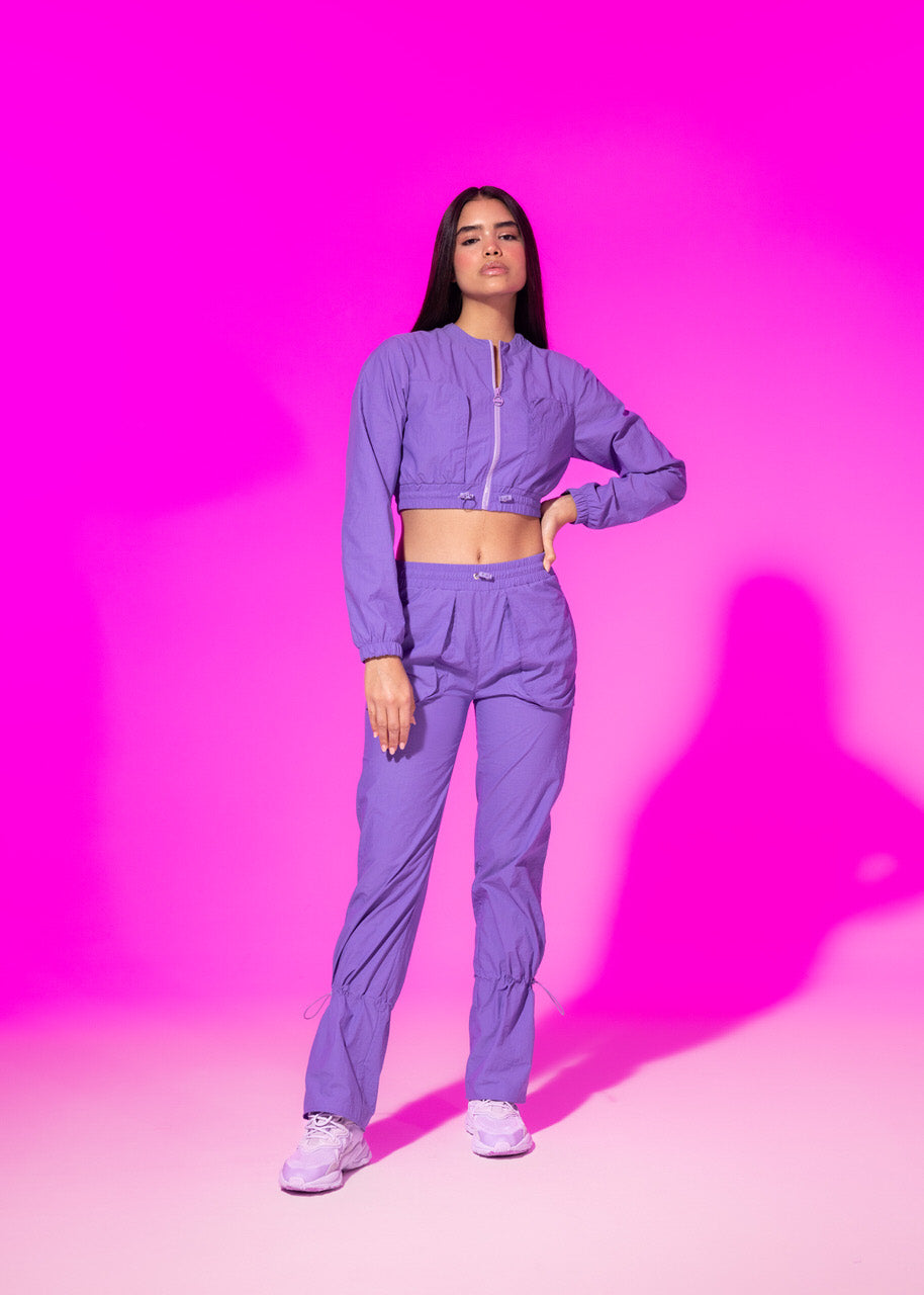 Lilac Cargo Track Pants