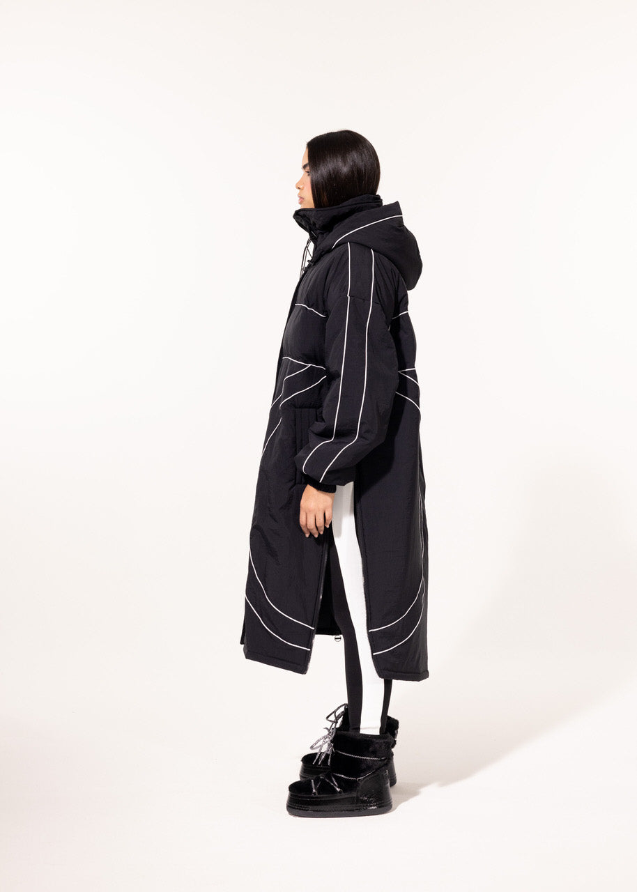 Glossy Black Oversize Puffer Coat