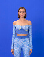 NAVY LOGOMANIA CROP TOP
